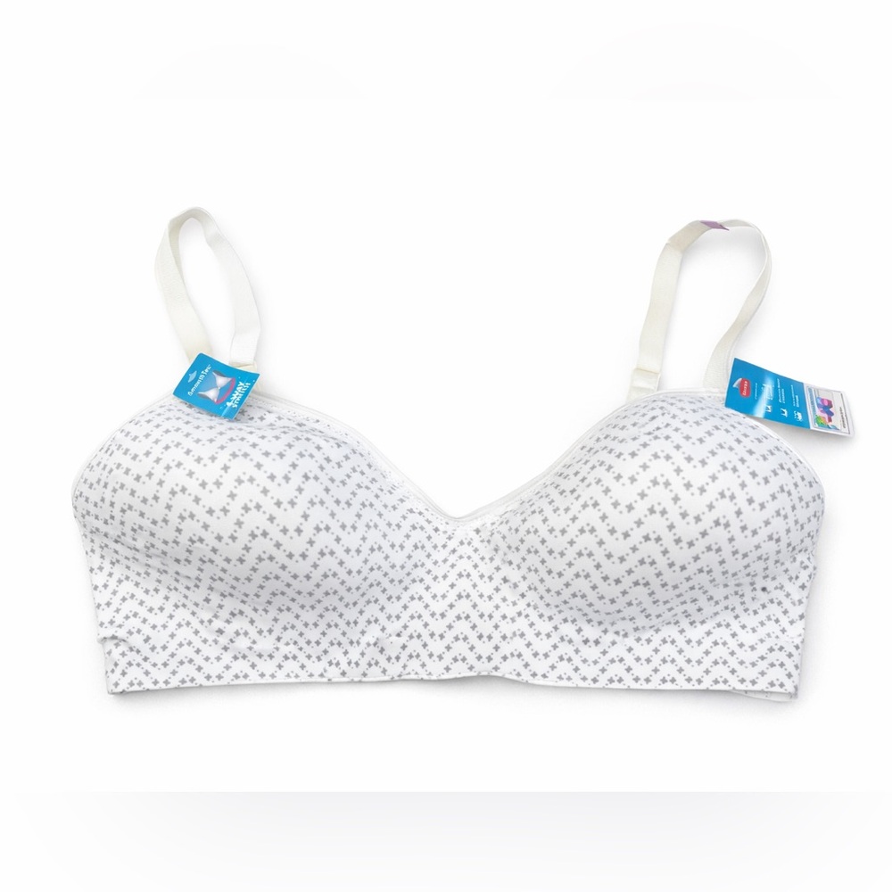 Hanes White and Gray Patterned Bra-New With Tags